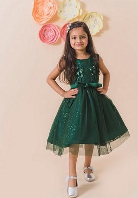 Green Embellished Net Dress