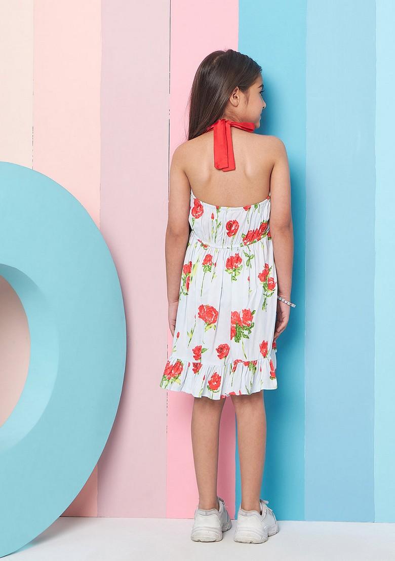 Blue Printed Cotton Dress - Indya