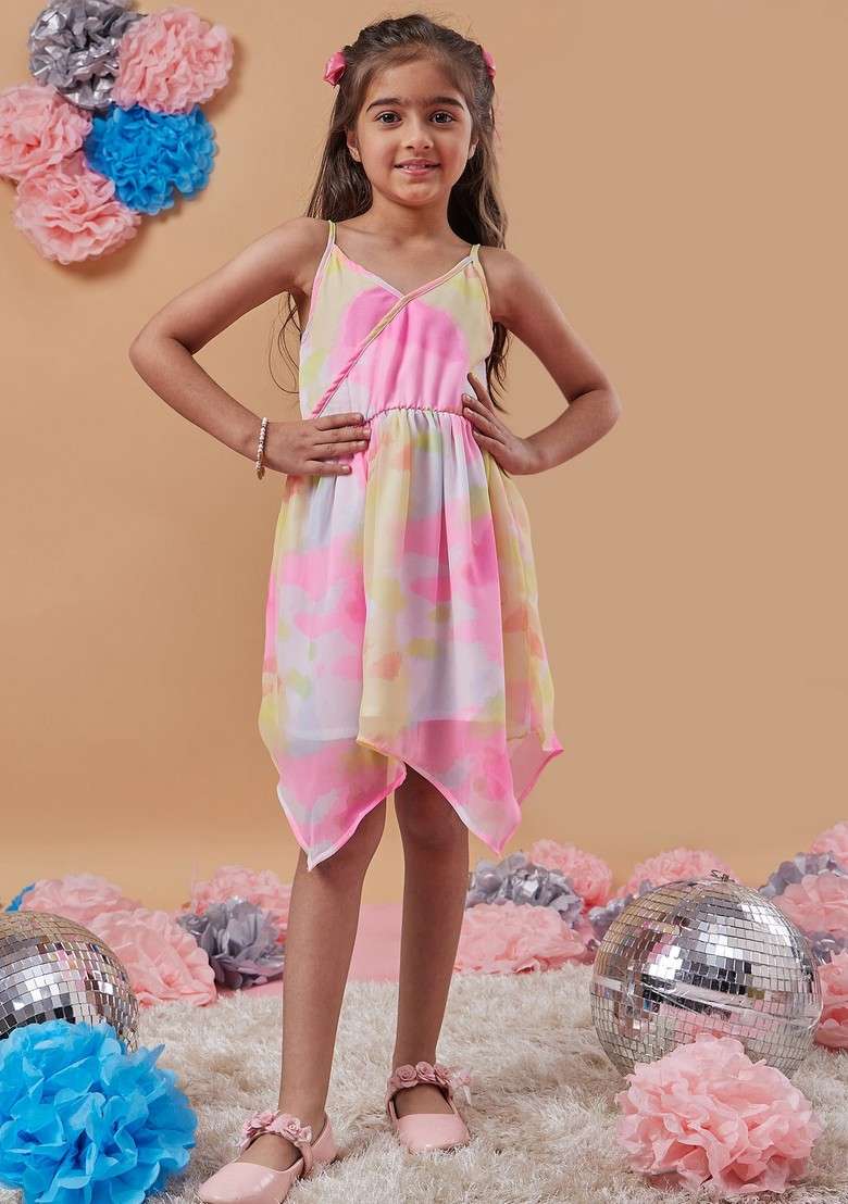 Multicolour Poly Crepe Dress - Indya