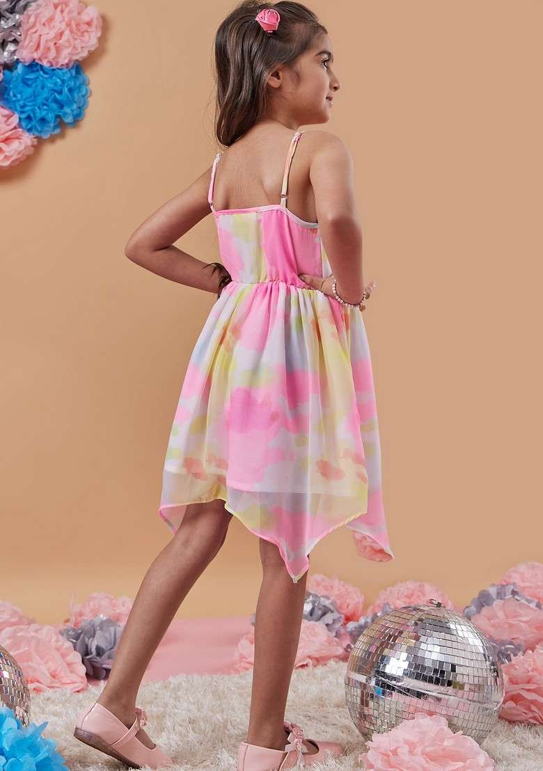 Multicolour Poly Crepe Dress - Indya