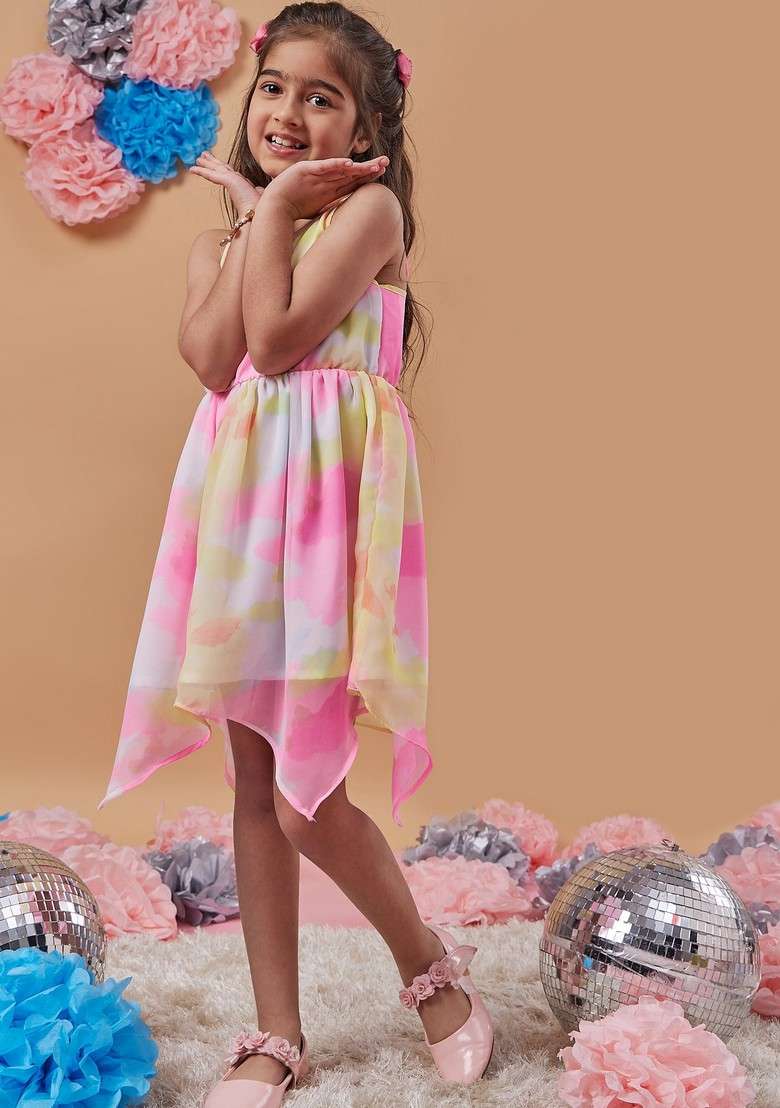 Multicolour Poly Crepe Dress - Indya