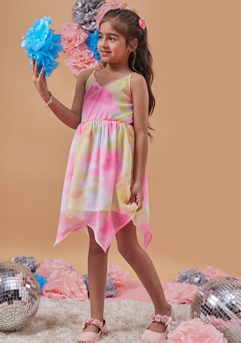 Multicolour Poly Crepe Dress - Indya