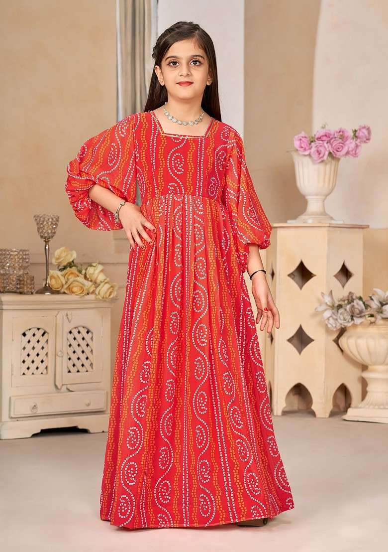 Orange And Pink Colour blocked Polyester Dress - Indya