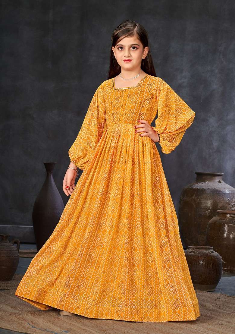 Orange Embellished Net Dress - Indya