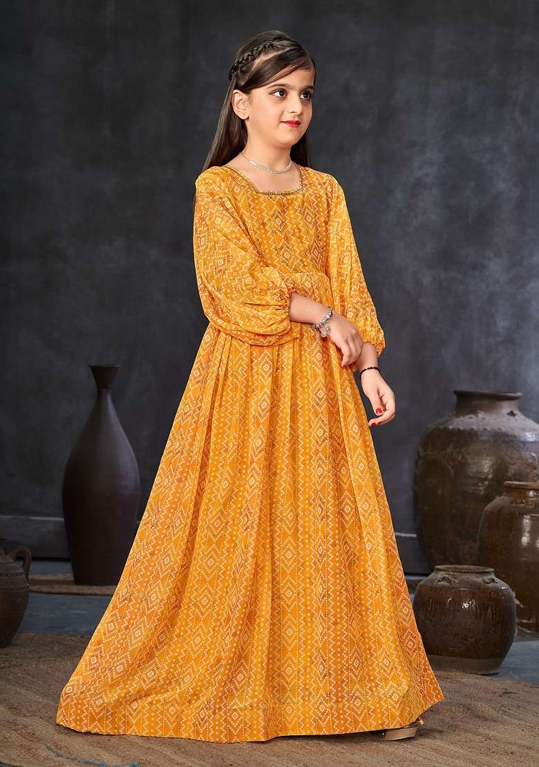 Orange Embellished Net Dress - Indya