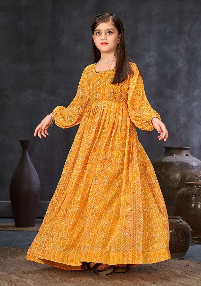 Orange Embellished Net Dress - Indya