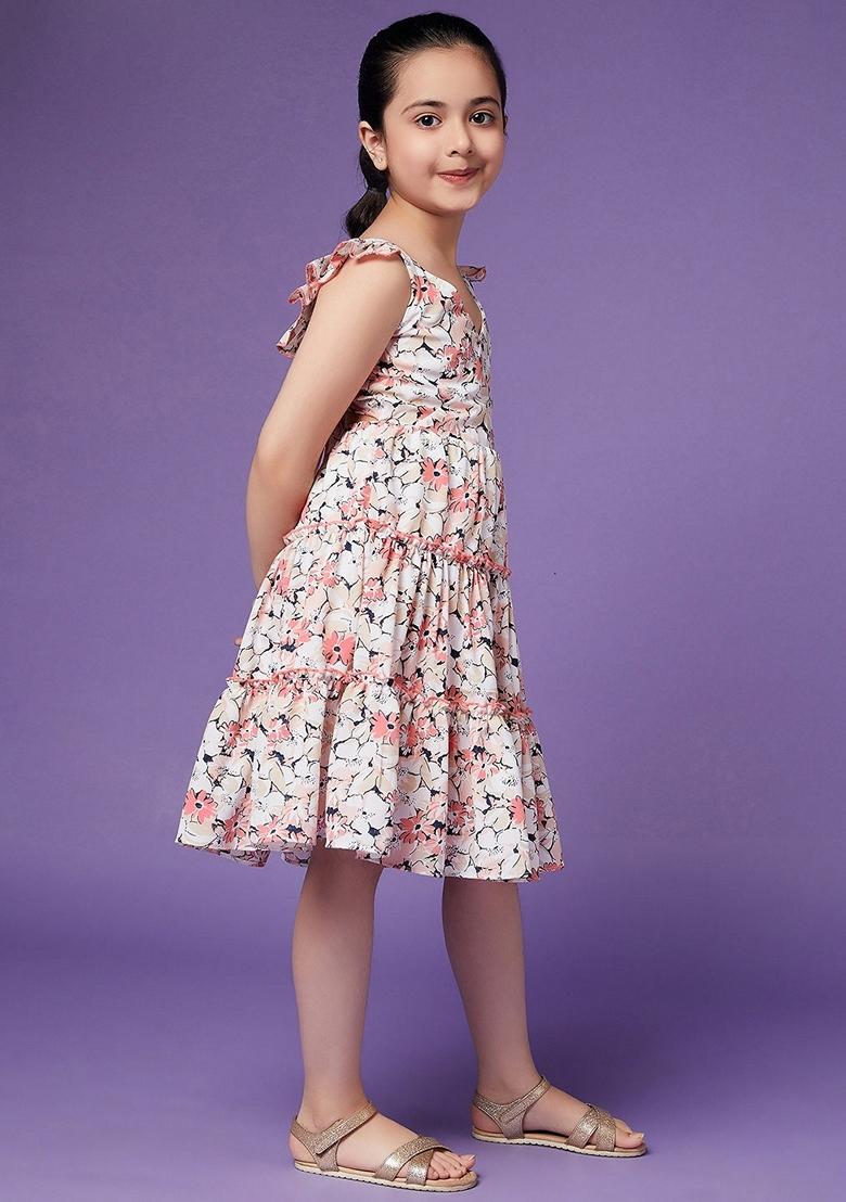 Multicolour Floral Polyester Dress - Indya