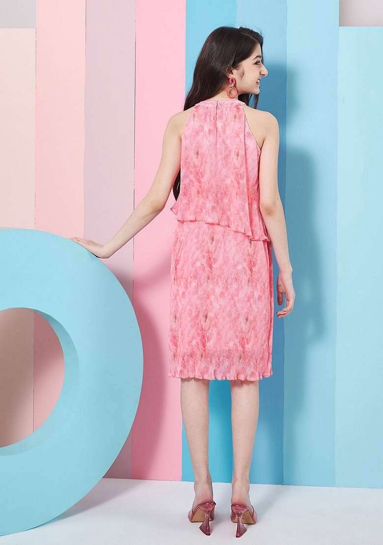 Pink Georgette Dress - Indya