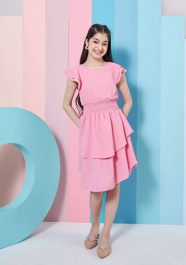 Pink Crepe Dress - Indya