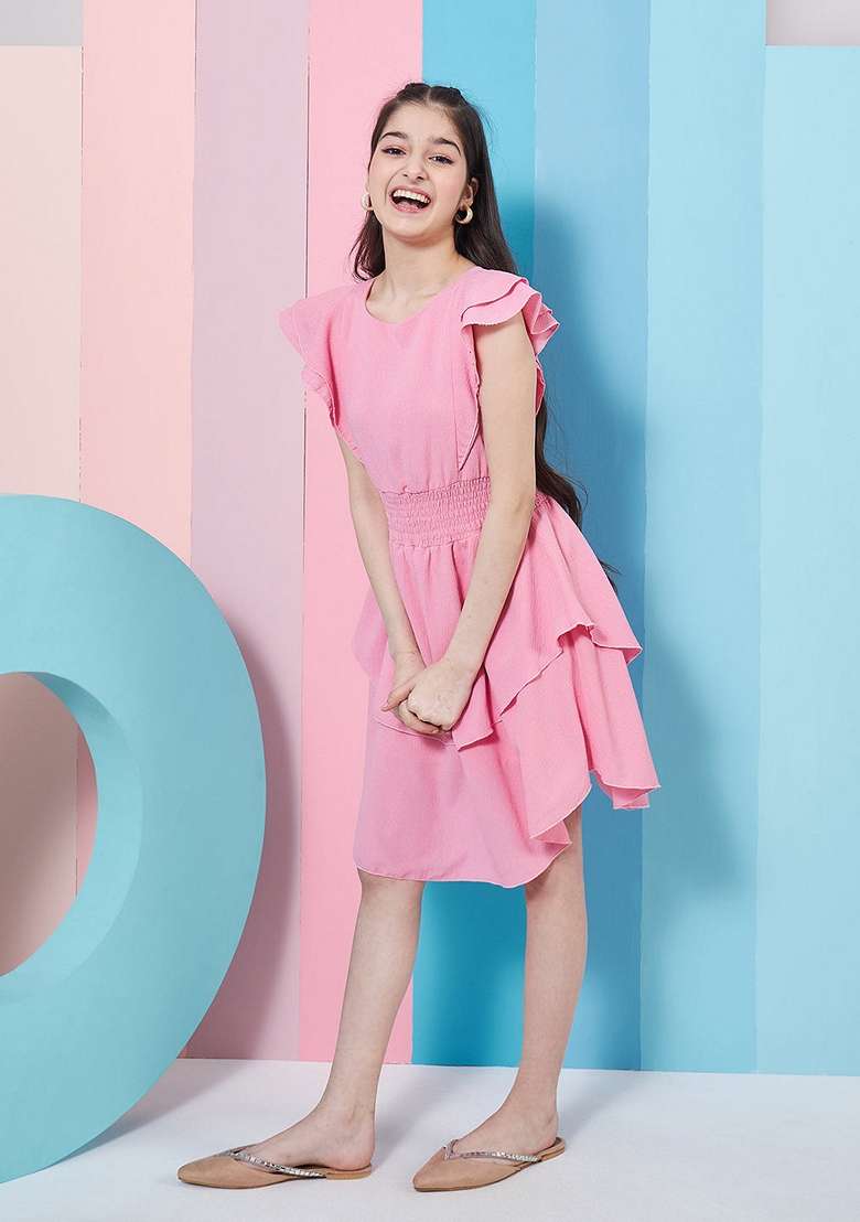 Pink Crepe Dress - Indya