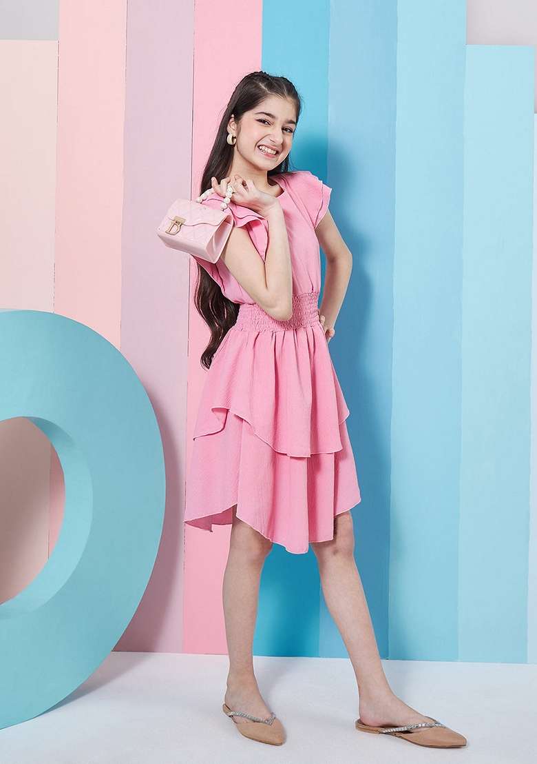 Pink Crepe Dress - Indya