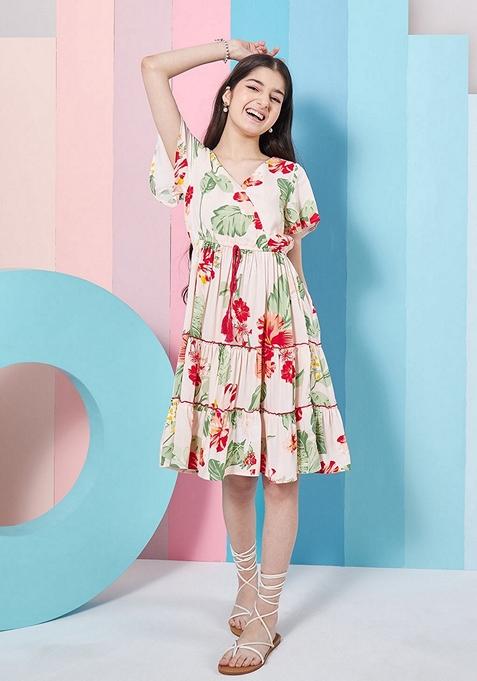 Multicolour Printed Reyon Dress