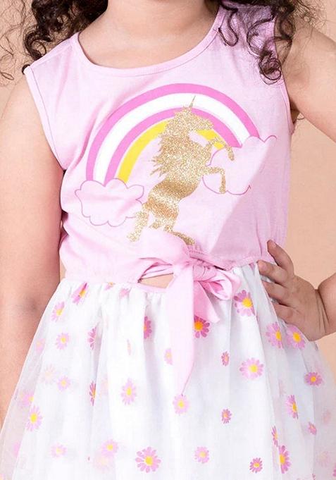 Pink Polyester Dress