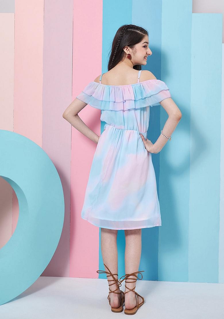 Blue Georgette Dress - Indya