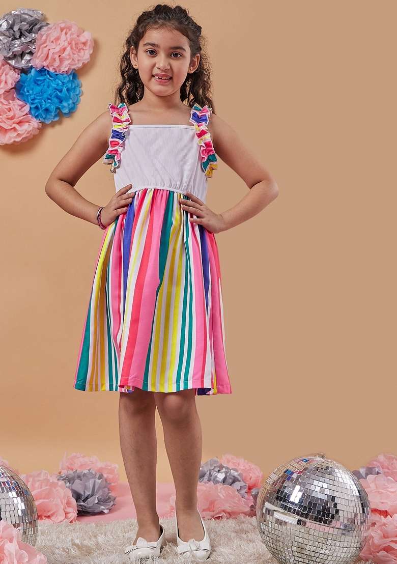 Multicolour Striped Wool Dress - Indya