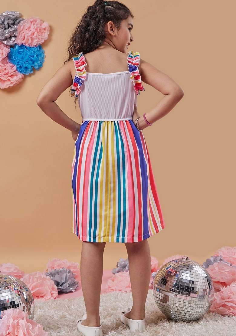 Multicolour Striped Wool Dress - Indya