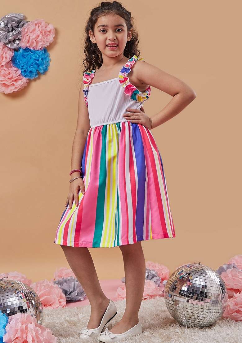 Multicolour Striped Wool Dress - Indya