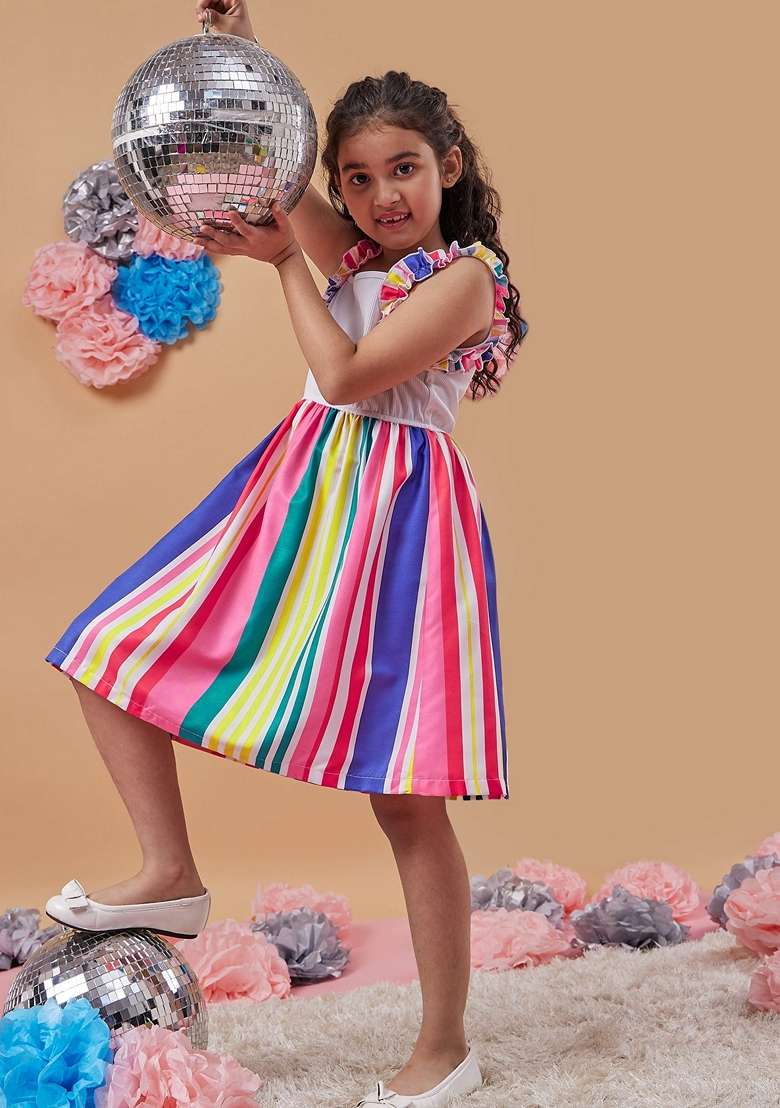 Multicolour Striped Wool Dress - Indya