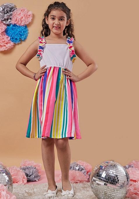 Multicolour Striped Wool Dress