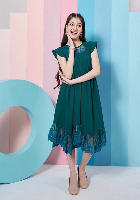 Teal Blue Crepe Dress