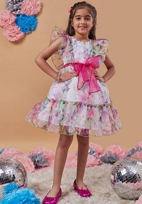 White Printed Organza Dress