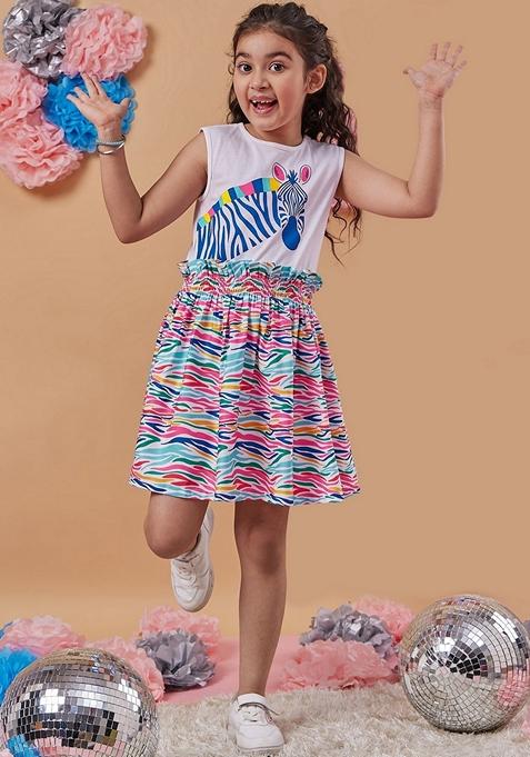 Multicolour Printed Hosiery And Poly Reyon Dress