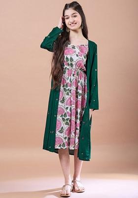 Green Printed Cotton Dress