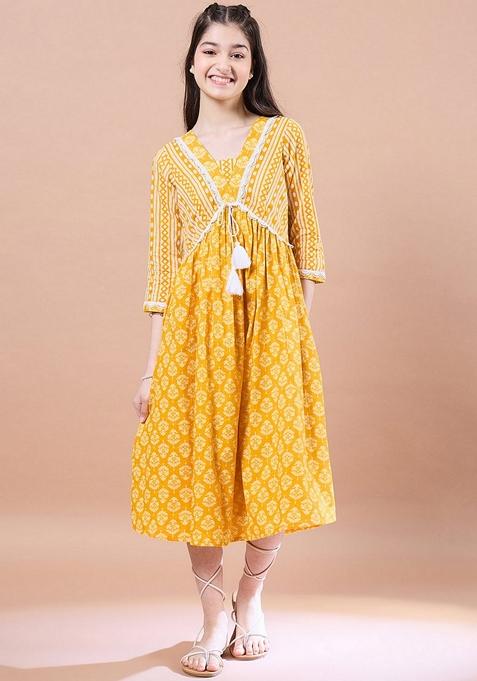 Yellow Printed Cotton Dress