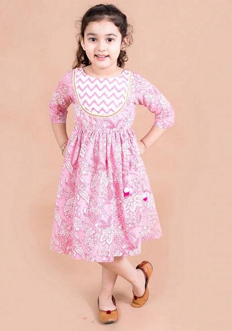 Pink Printed Cotton Dress