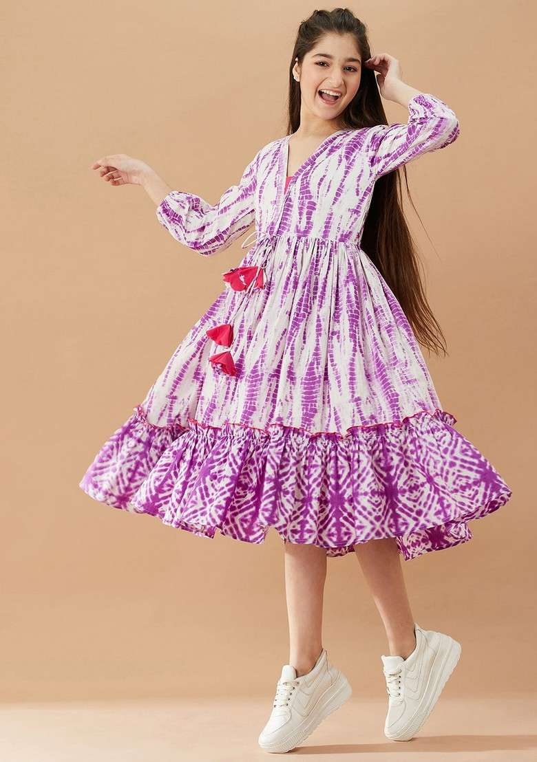 Purple Cotton Dress - Indya