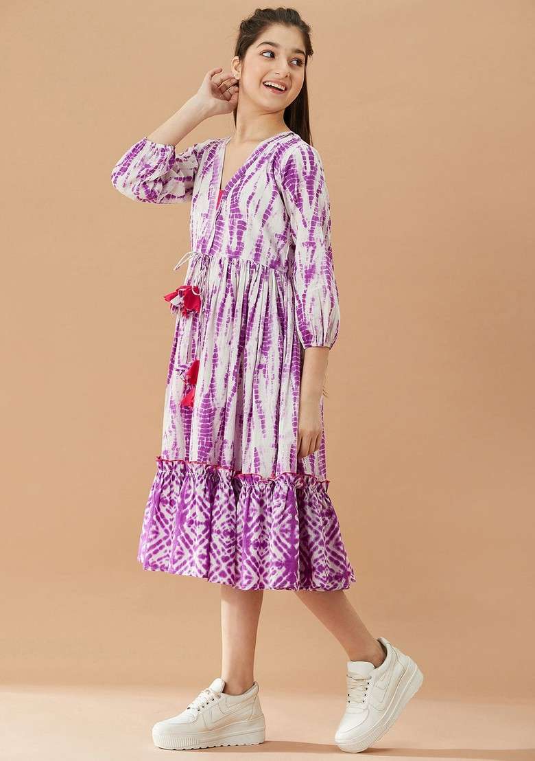 Purple Cotton Dress - Indya