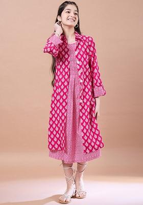 Magenta Printed Cotton Dress