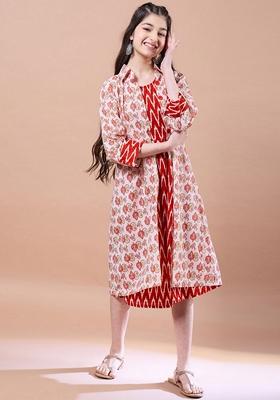 Red Printed Cotton Dress