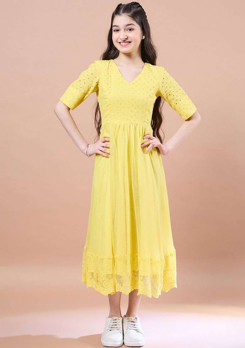 Yellow Cotton Dress - Indya