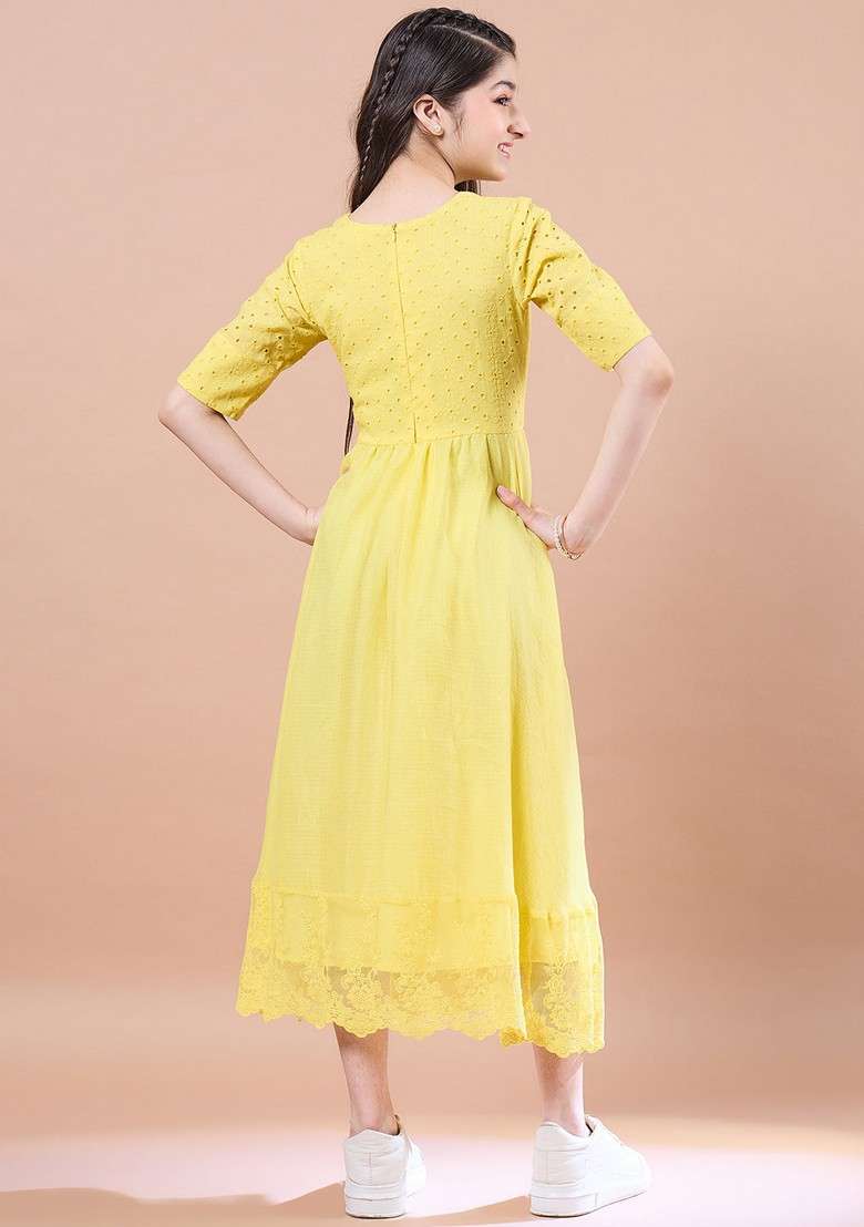 Yellow Cotton Dress - Indya