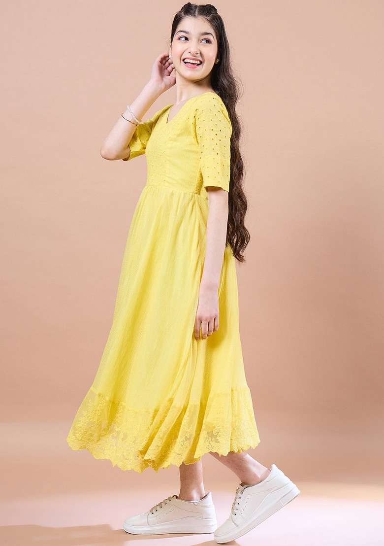 Yellow Cotton Dress - Indya