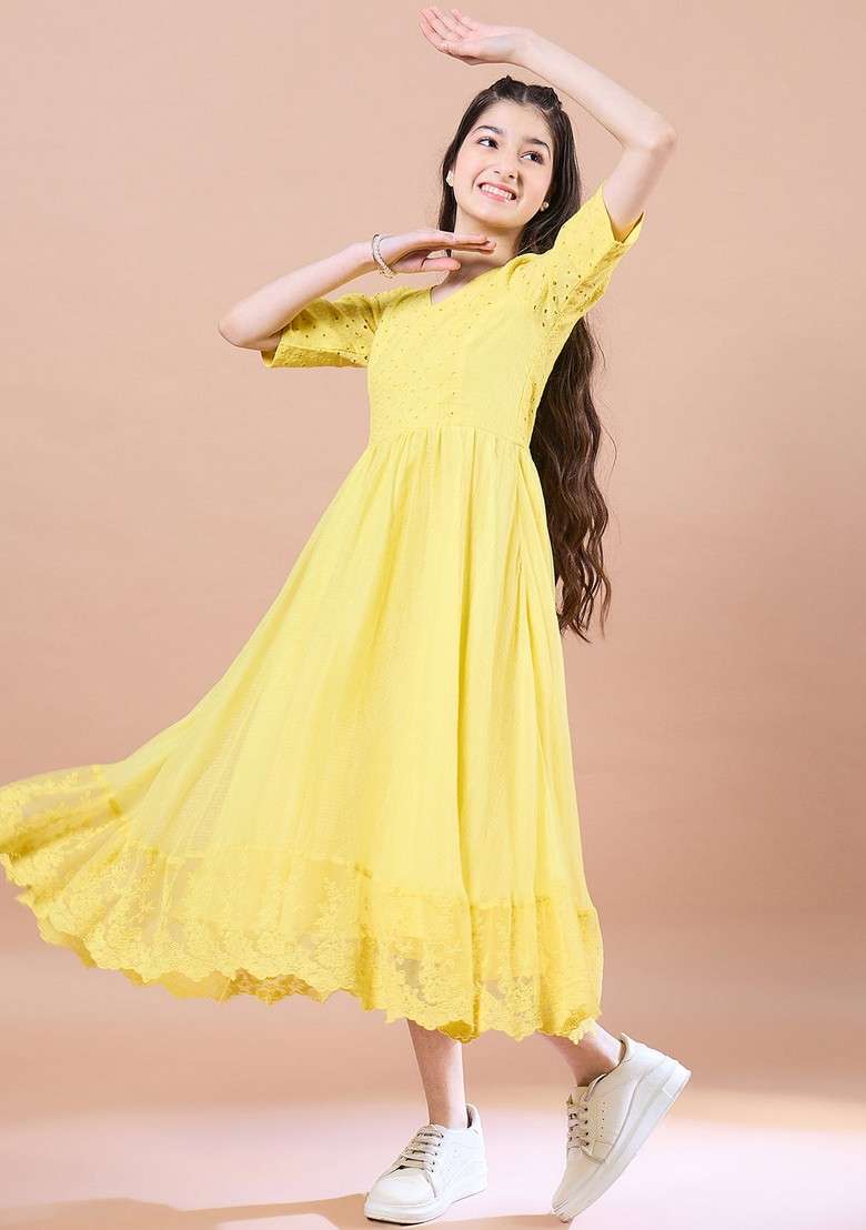 Yellow Cotton Dress - Indya