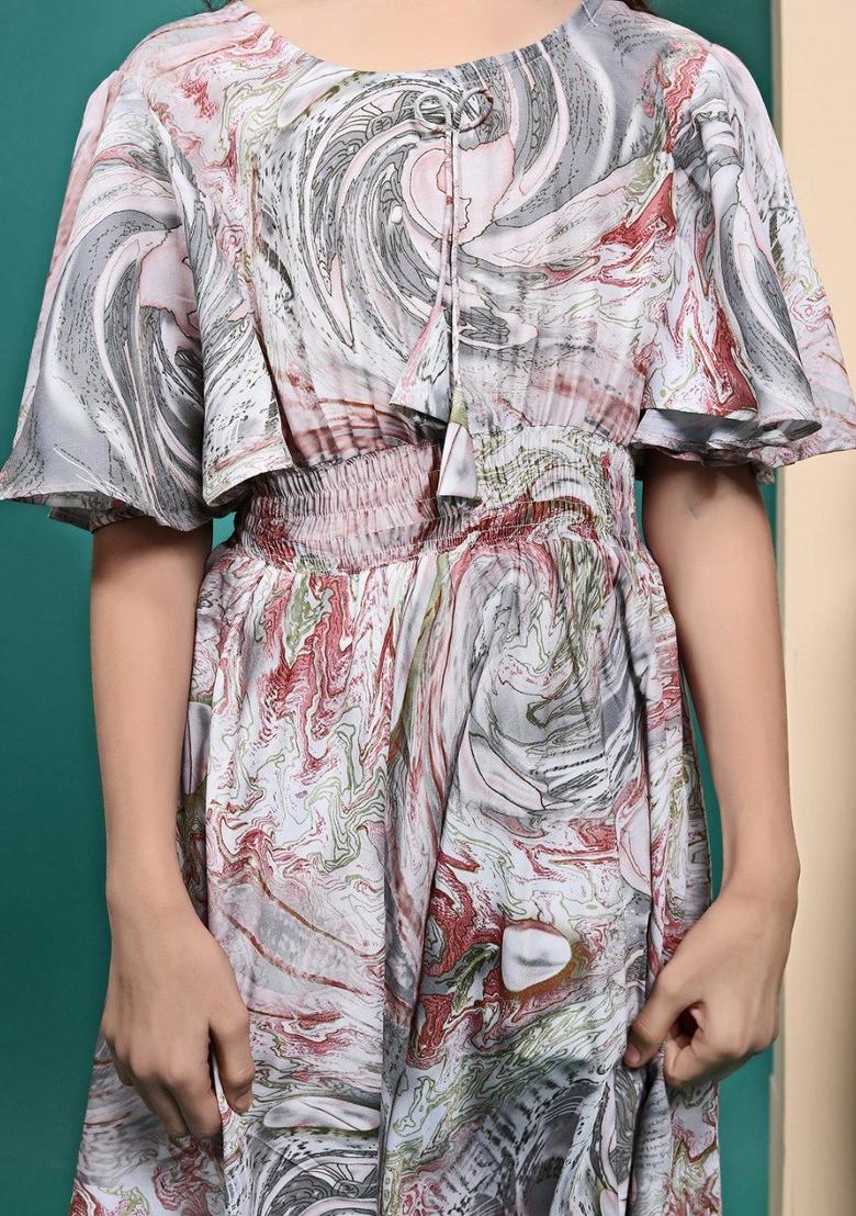 Multi Color Printed  Muslin Dress For Girls