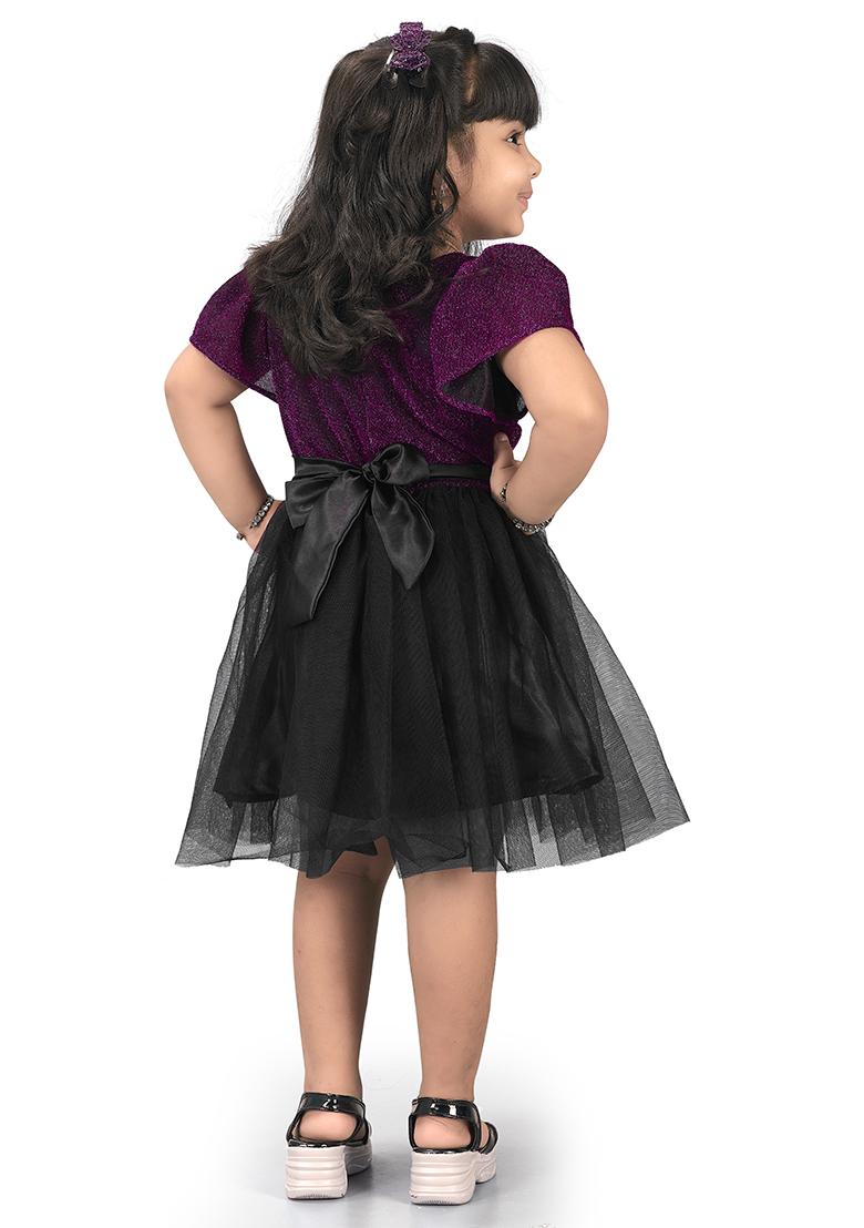 Rani Pink Embroidered Net Dress For Girls