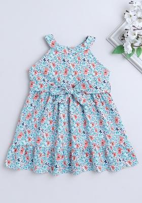 Orange Printed Cotton Dress For Girls