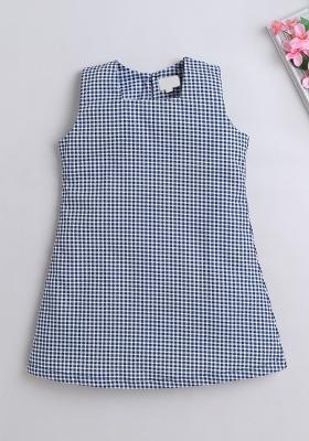 Blue Printed Cotton Dress For Girls