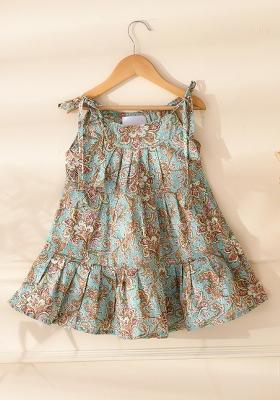 Girls Blue Tiered Flared Dress