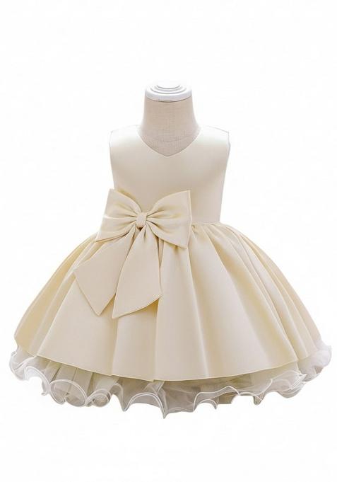 Yellow Printed Cotton Dress For Girls