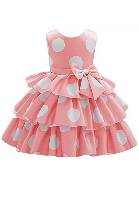 Orange Printed Cotton Dress For Girls