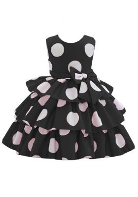 Black Printed Cotton Dress For Girls