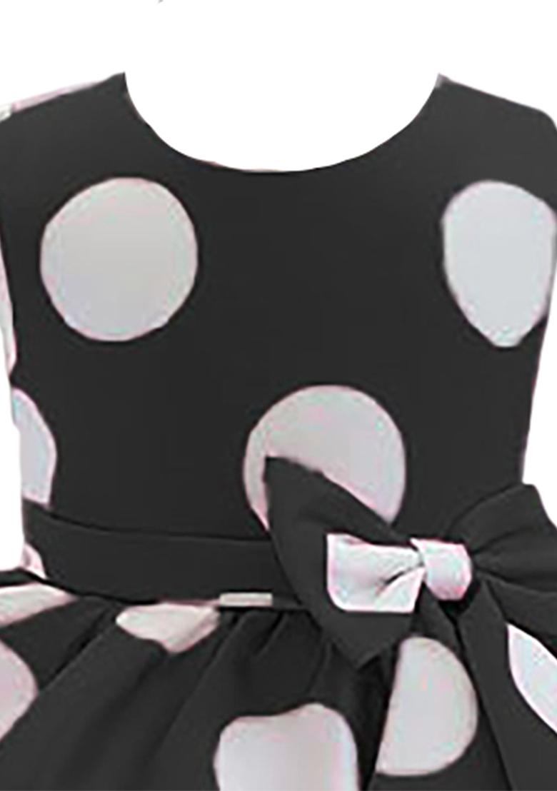 Black Printed Cotton Dress For Girls - Indya