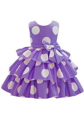 Purple Printed Cotton Dress For Girls