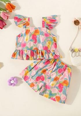 Multicolor Printed Cotton Dress For Girls