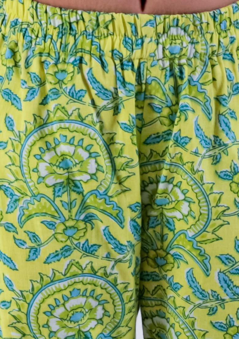 Green Printed Sharara With Kurta And Dupatta (Set of 3)