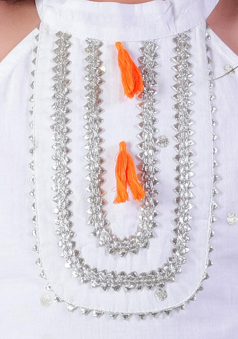 Orange Tie And Dye Print Kurta With Dhoti Pants (Set of 2)